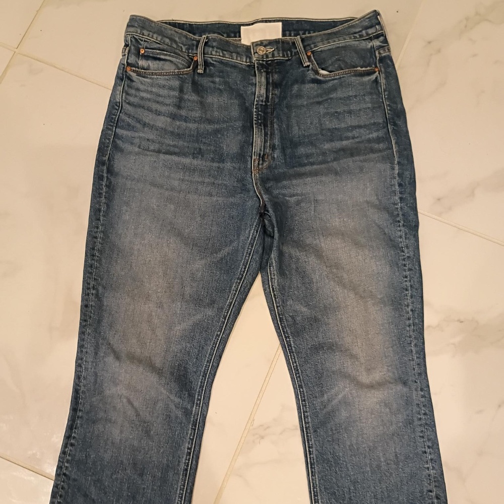 MOTHER Women Jeans Straight Leg Blue Wash